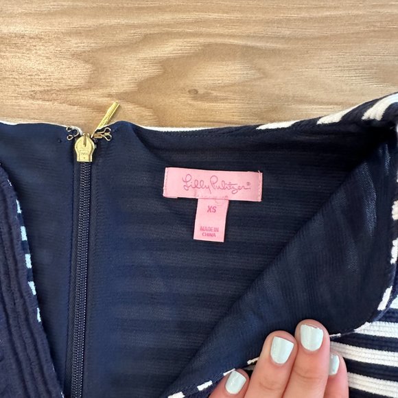 Lilly Pulitzer Dress Janice Shift True Navy Ottoman Stripe Size XS - Picture 3 of 4